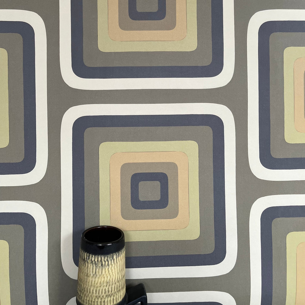 Retro Square Geometric wallpaper - Olive