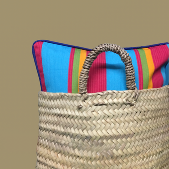 Cotton Striped Cushion - Multi Turquoise