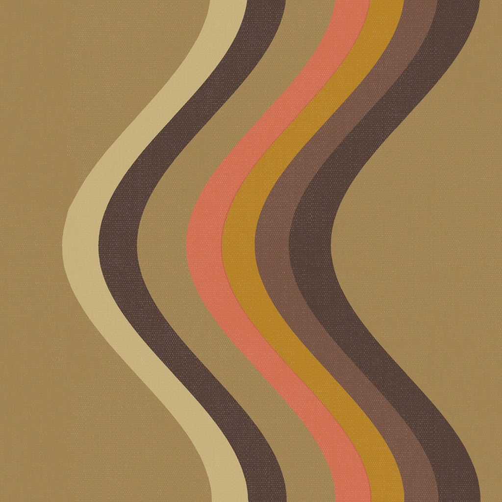 Broad Curvy Retro Stripe wallpaper - Caramel