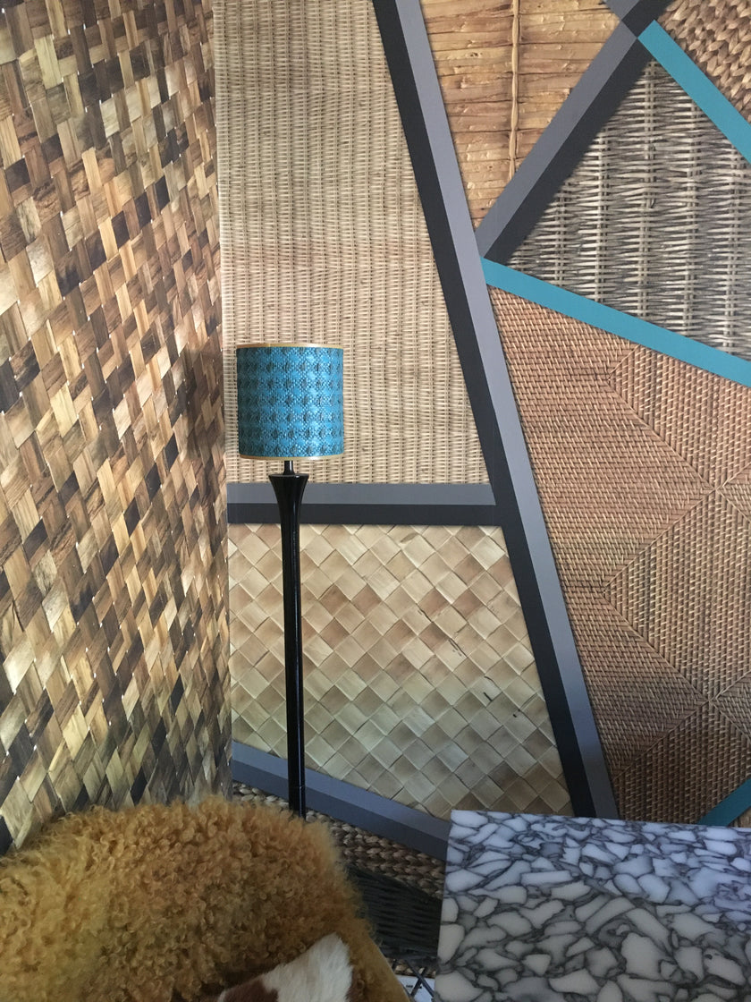 Wicker Geometric Turquoise + Mustard Wallpaper