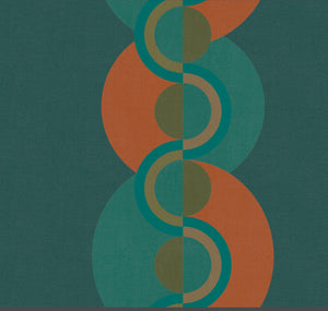 Retro Circle wallpaper - Turquoise + Orange