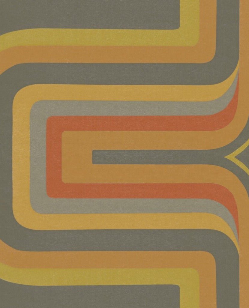 70s Geometric wallpaper Orange, Yellow + Grey