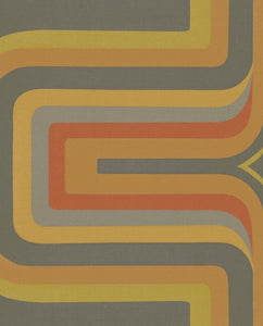 70s Geometric wallpaper Orange, Yellow + Grey