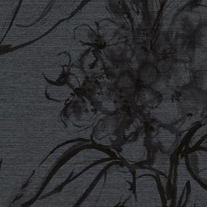 Aquatint floral Wallpaper - Pewter + Black