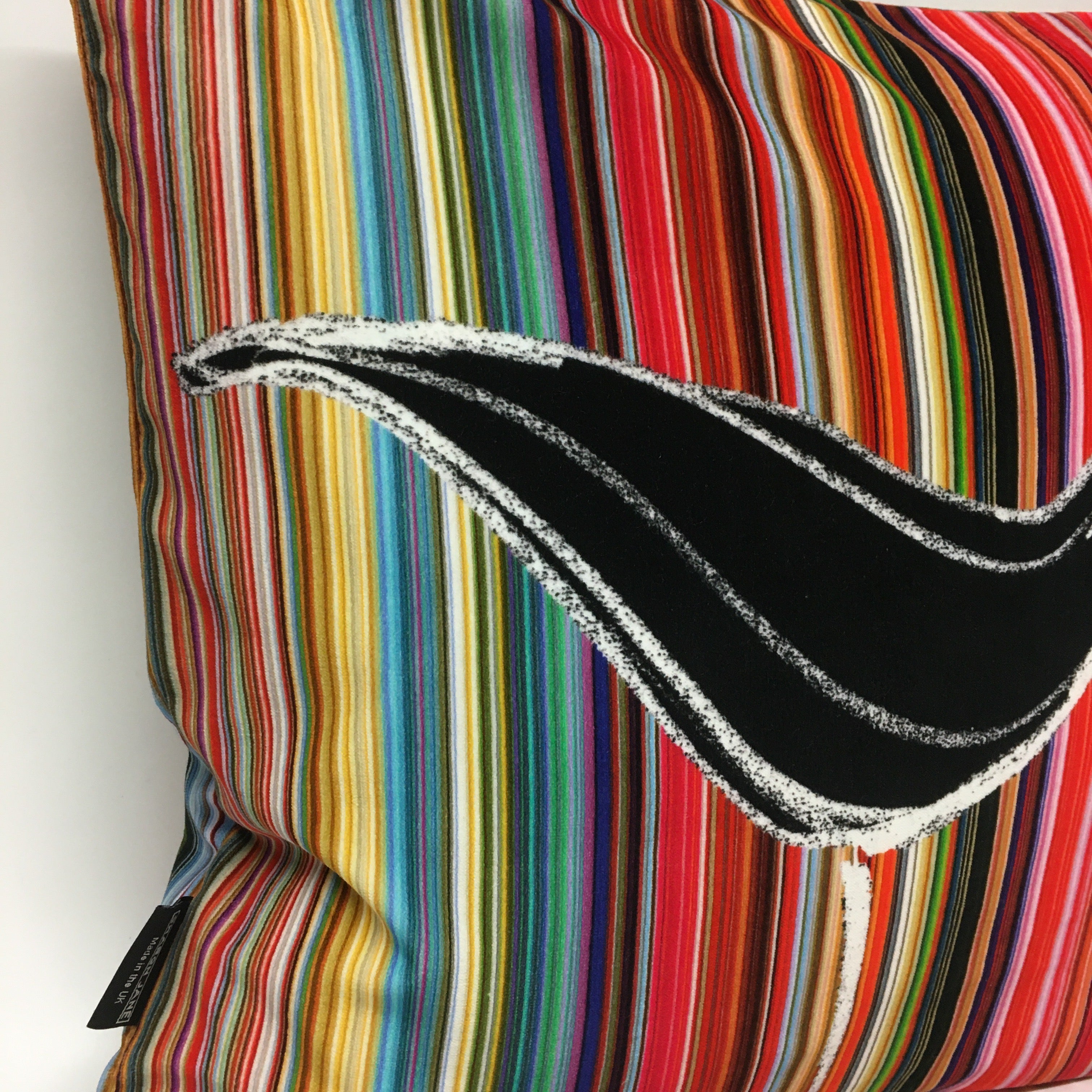 Ducks In A Row Velvet Cushion - Black