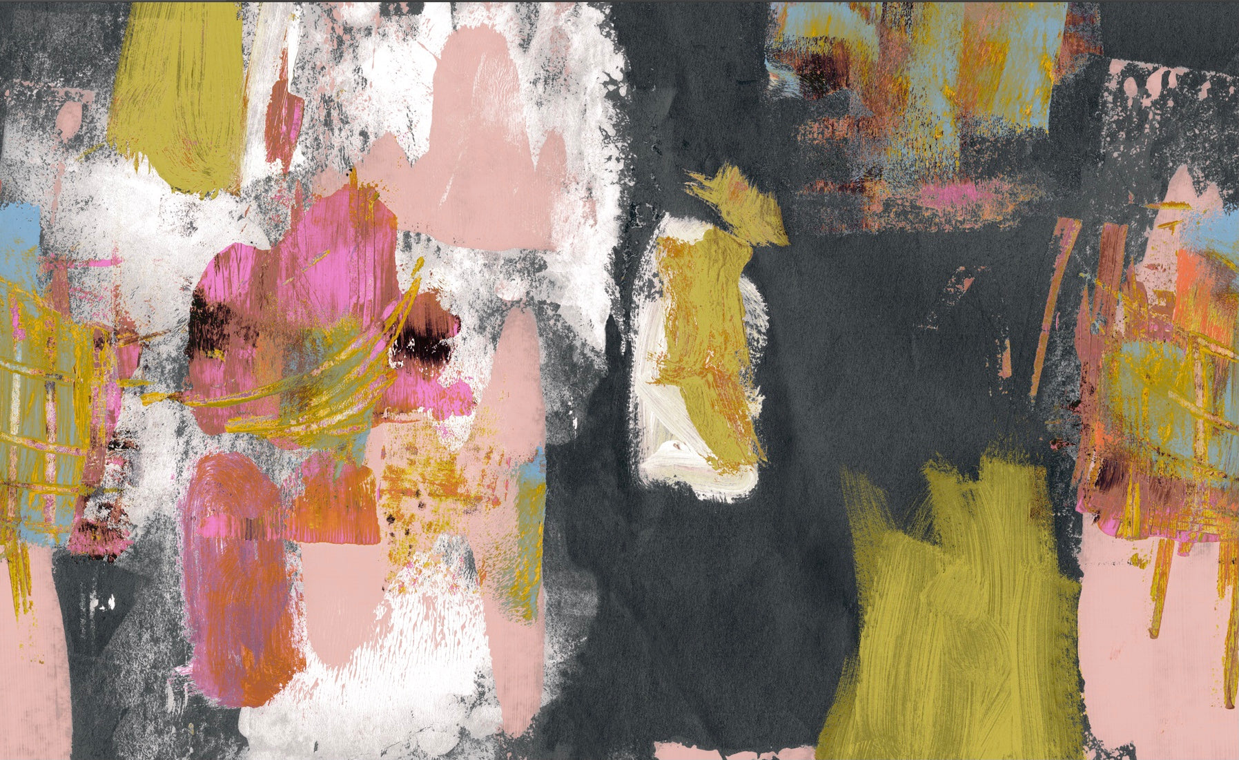 Abstract Painterly Wallpaper- As seen on BBC TWO ‘ Inside the Factory ‘ - Graphite + Blush