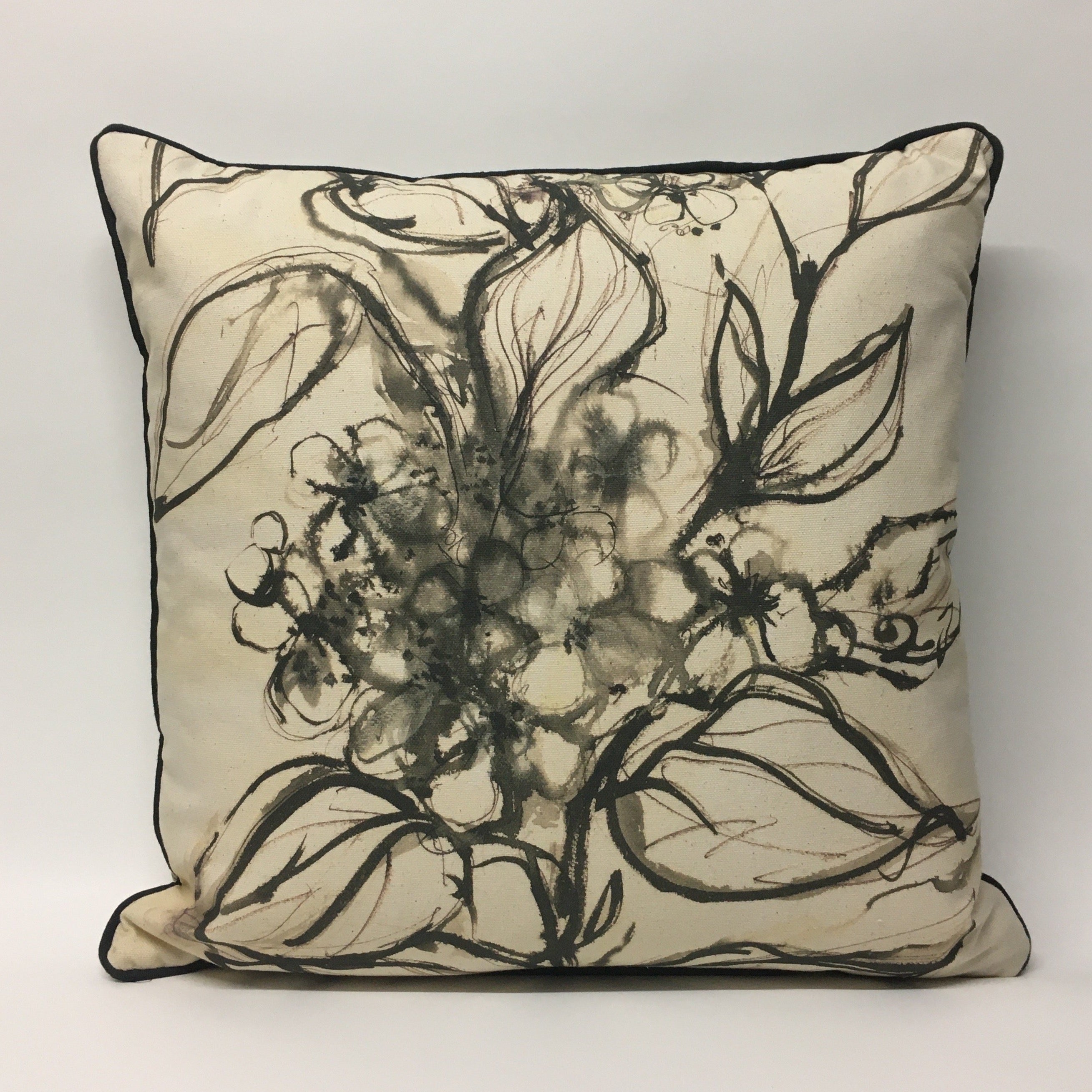 Aquatint Monochrome Floral Cushion - LAST ONE