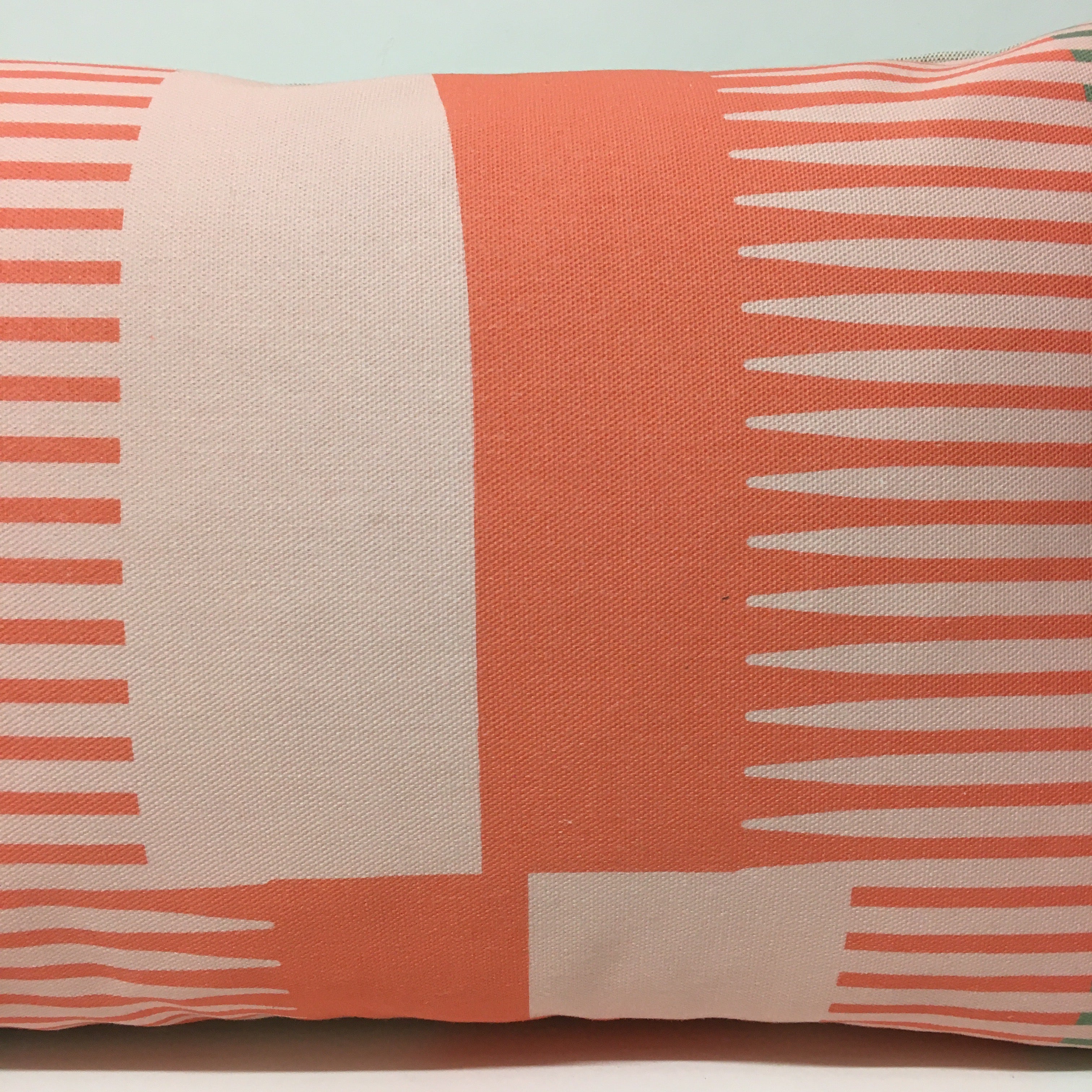 Combed Stripe Cushion - Coral + Blush + Grey