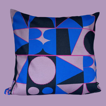 Taking Shape Cushion - Cobalt, Black + Rose