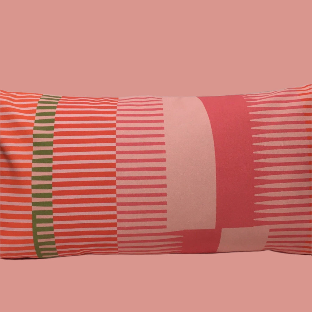 Combed Stripe Cushion - Rose, Orange + blush