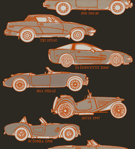 Classic Cars Wallpaper - Black + Vermillion