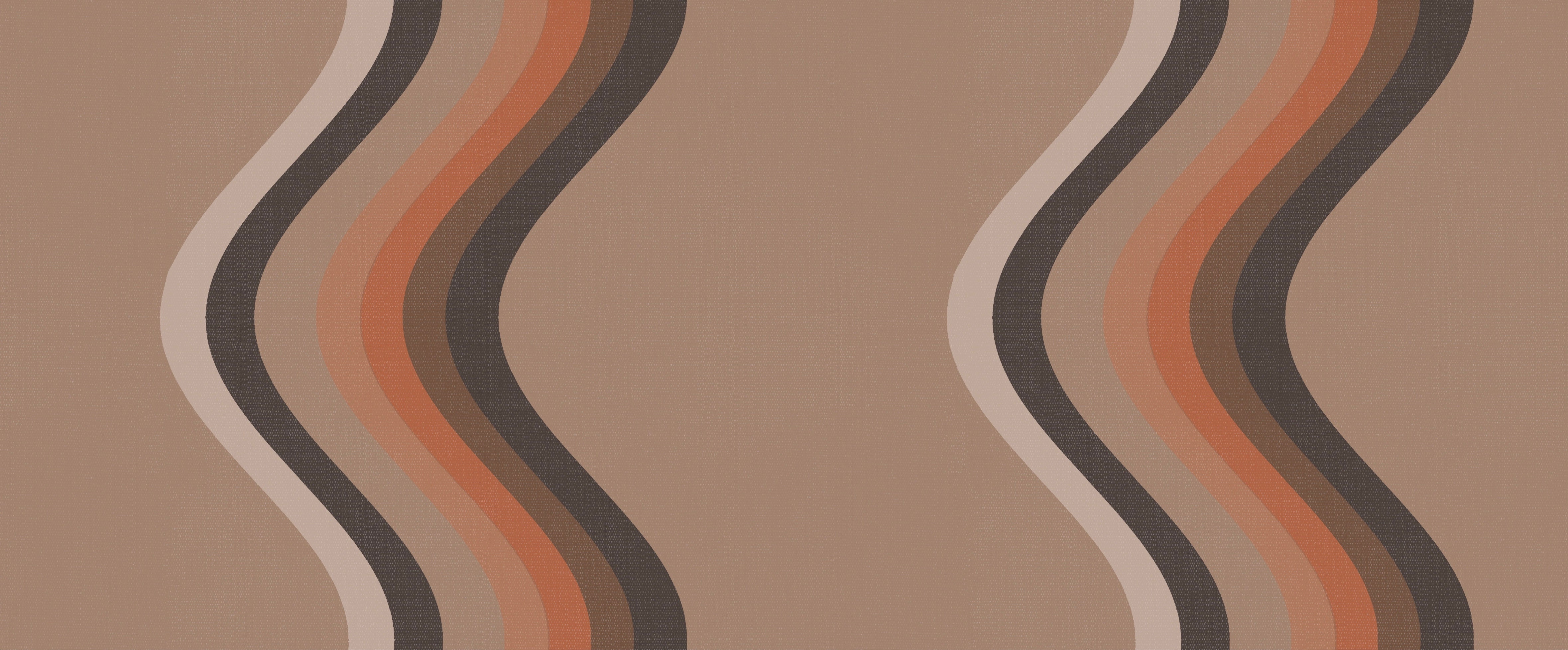 Broad Curvy Retro Stripe wallpaper - Fawn