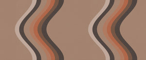 Broad Curvy Retro Stripe wallpaper - Fawn