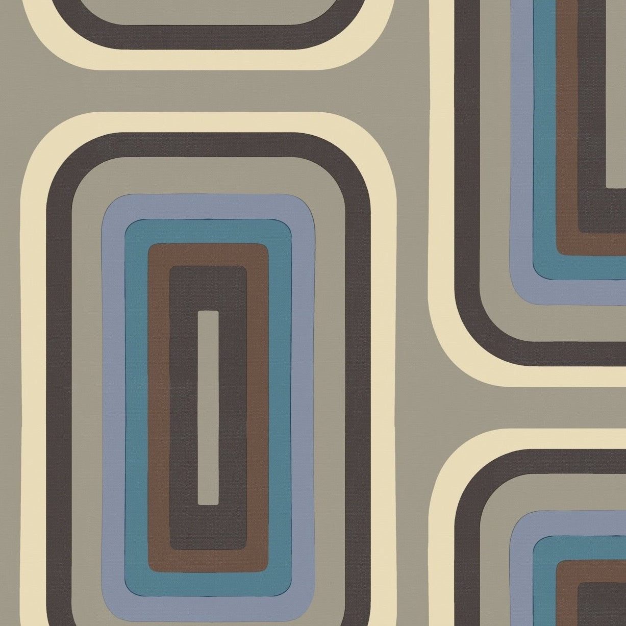 Retro Oblong Geometric wallpaper - Grey + Blue
