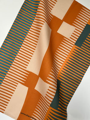 Combed Stripe Tea Towel - Paprika + Teal