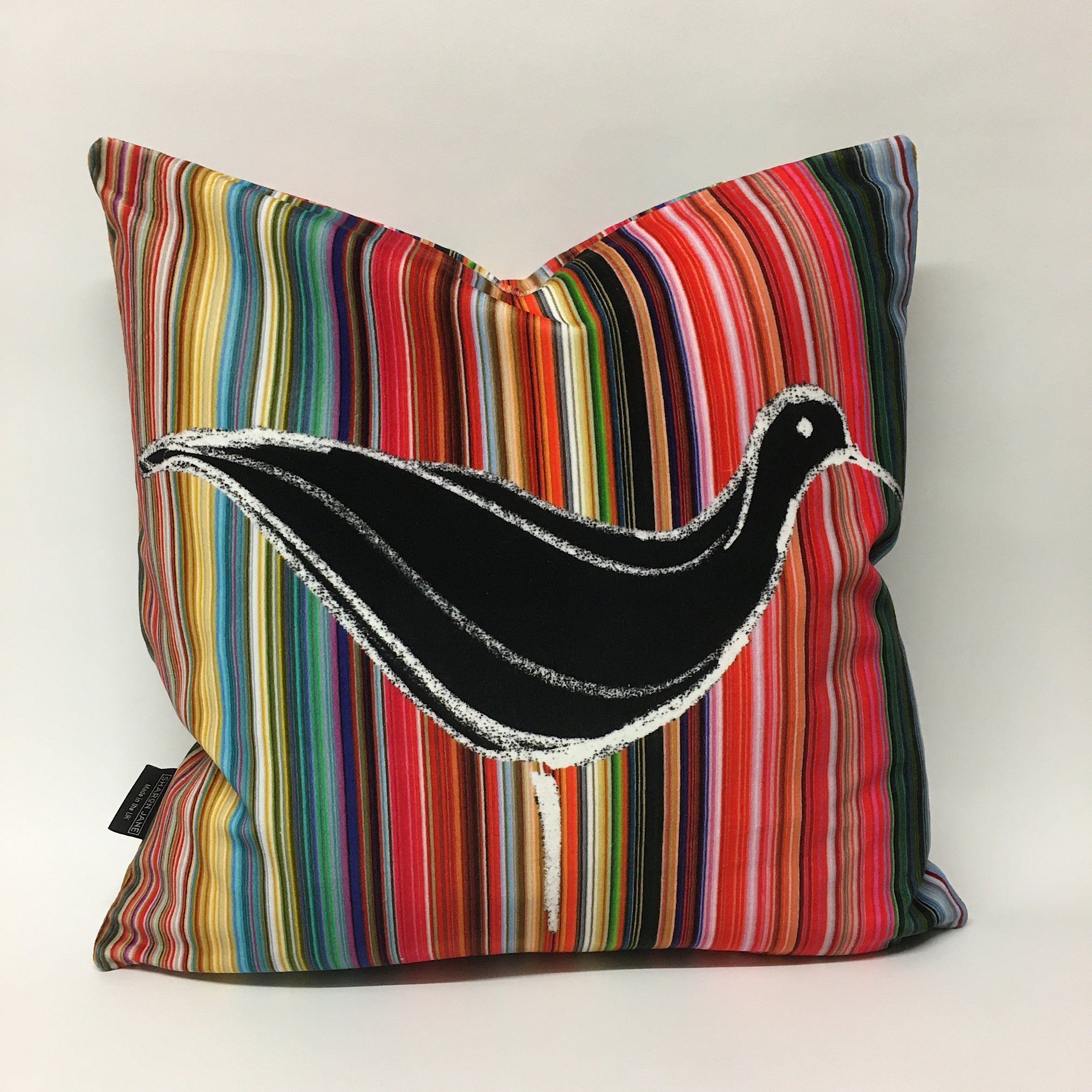 Ducks In A Row Velvet Cushion - White