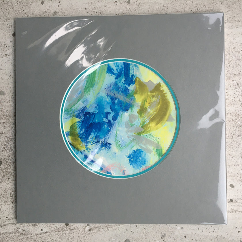 Expressive Abstract Circular Print Turquoise + Grey Mount