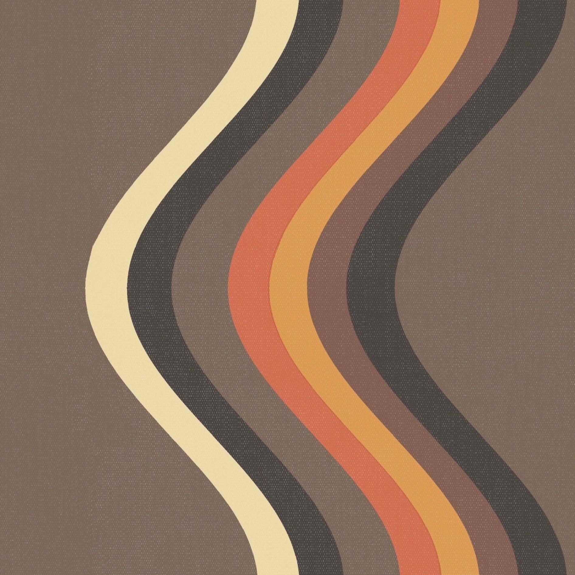 Broad Curvy Retro Stripe wallpaper - Coffee