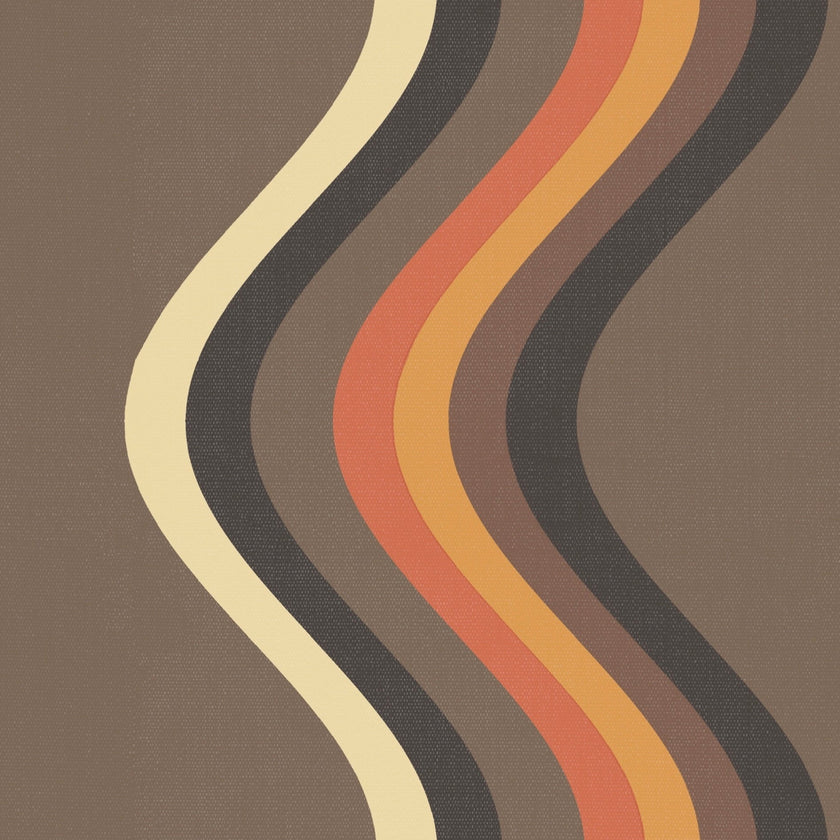 Broad Curvy Retro Stripe Wallpaper