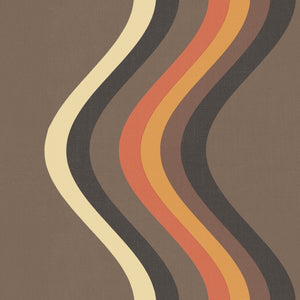 Broad Curvy Retro Stripe wallpaper - Coffee