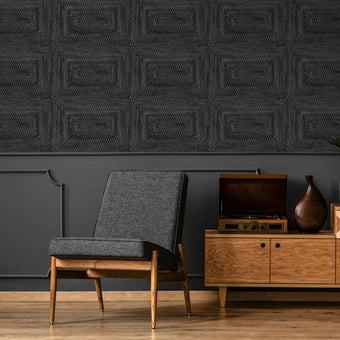 Cane Diamond Charcoal Wallpaper