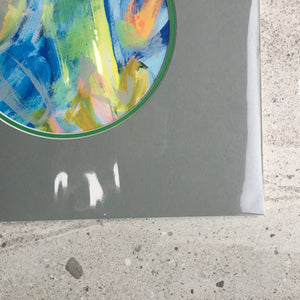 Expressive Abstract Circular Print Green + Grey Mount