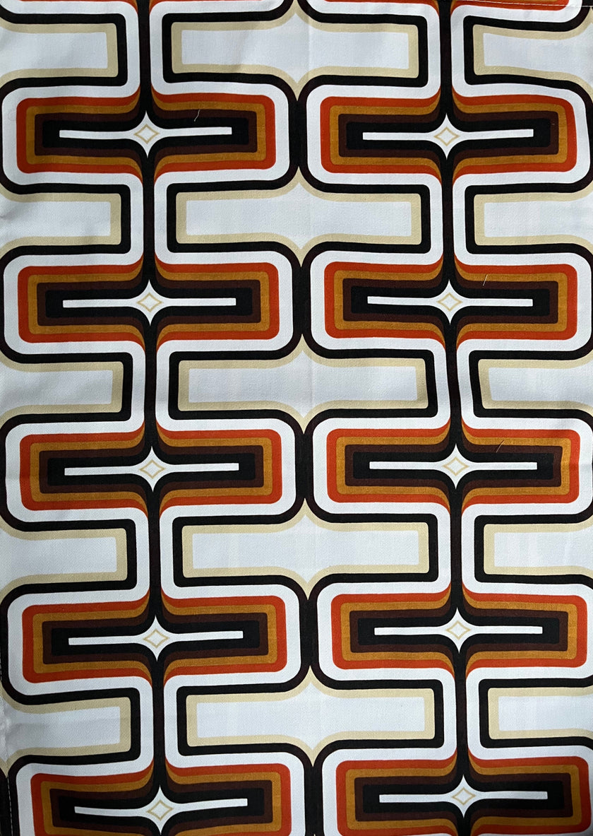 Retro Tea Towel - Brown + Orange