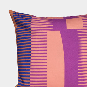 Square Combed Stripe Cushion - Blush, Magenta + Lilac
