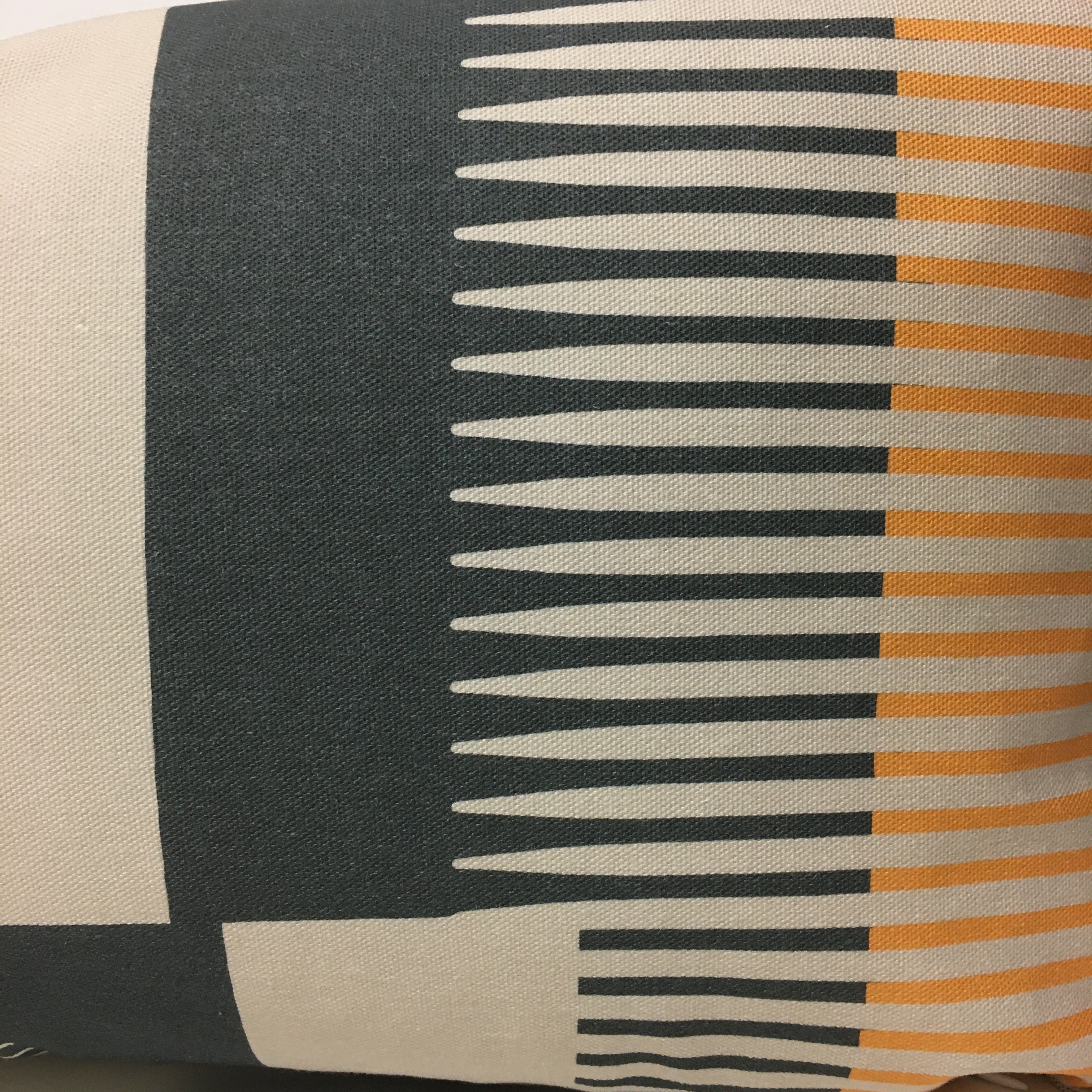 Combed Stripe Cushion - Ochre, Graphite + Mustard