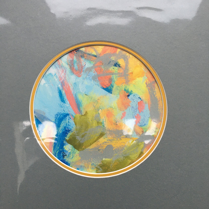 Expressive Abstract Circular Print Yellow + Grey Mount