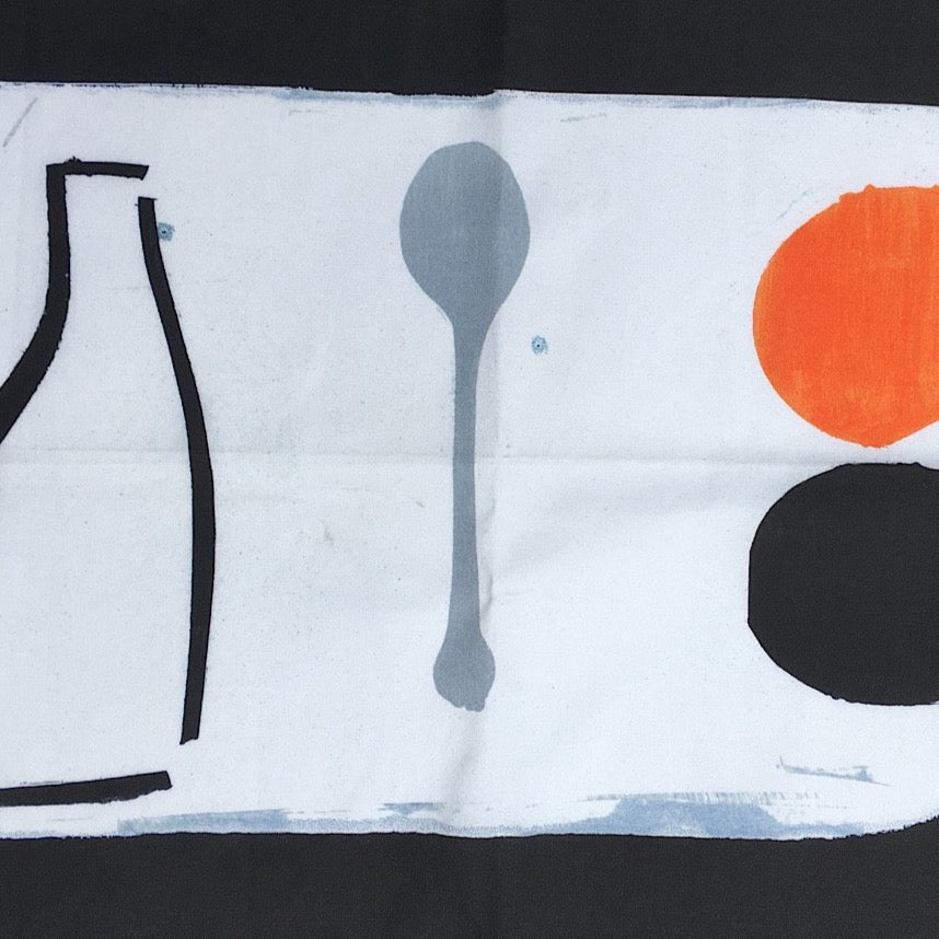 ‘Orange + Spoon’ Hand Printed Tea Towel