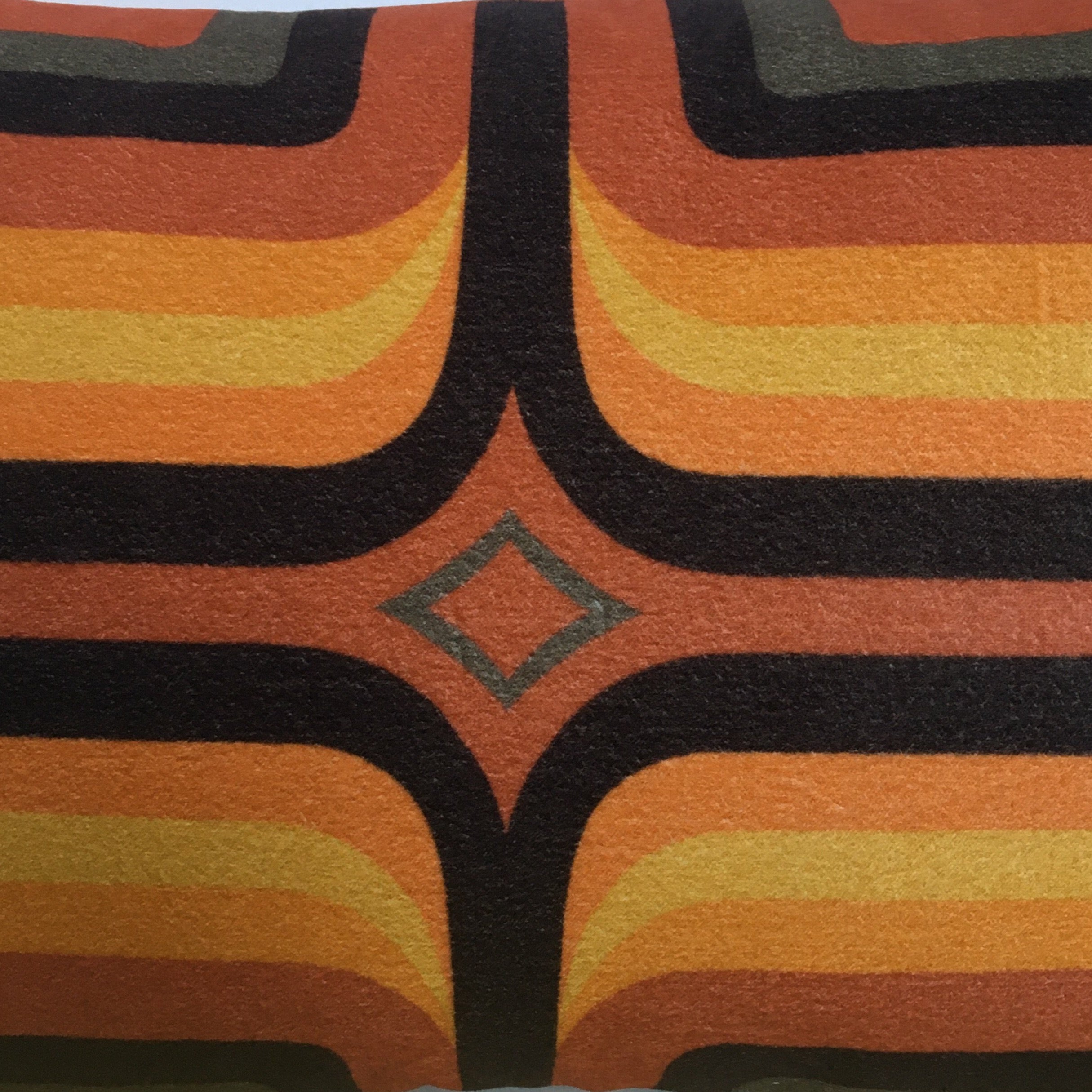 Retro Geometric Velvet Cushion - Terracotta + Orange