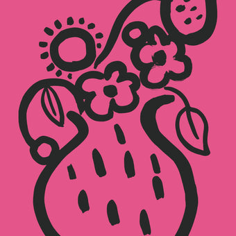 Vase print -  Fuchsia  + Black