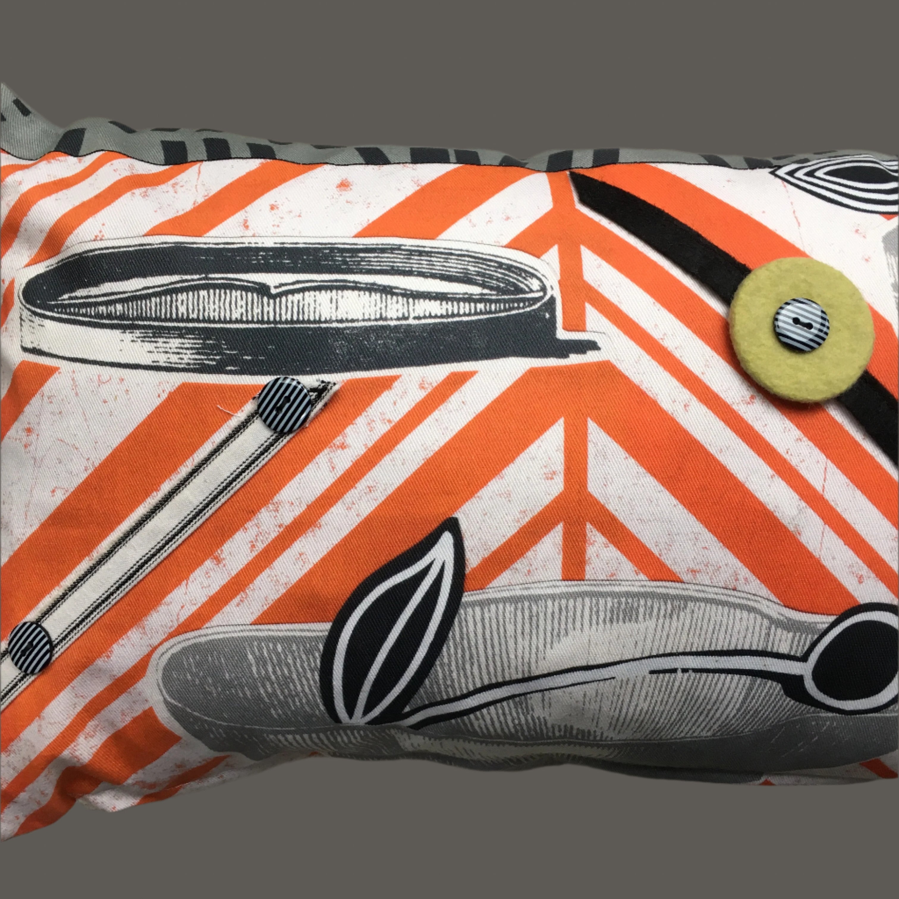 Appliquéd Chevron Orange + Black Cherry Cushion