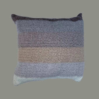 Hand Made Crocheted Mohair Cushion - Neutral