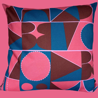 Taking Shape Cushion - Pink, Blue + Wine