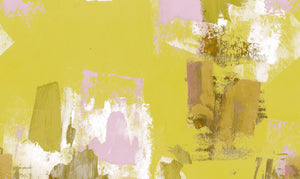 Abstract Painterly Wallpaper- Lemon Yellow & Pink