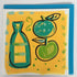 ‘ Bottle + Fruit’ Yellow  Hand Painted Greetings Card