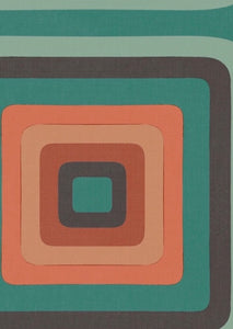 Retro Square Geometric wallpaper - Turquoise + Coral