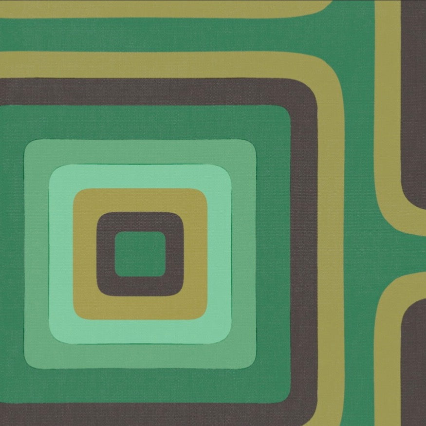 Retro Square Geometric wallpaper - Green + Ochre - NEW