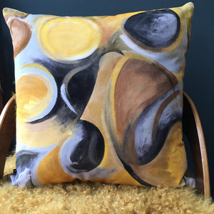 Strata Large Velvet Cushion - Yellow + Ochre