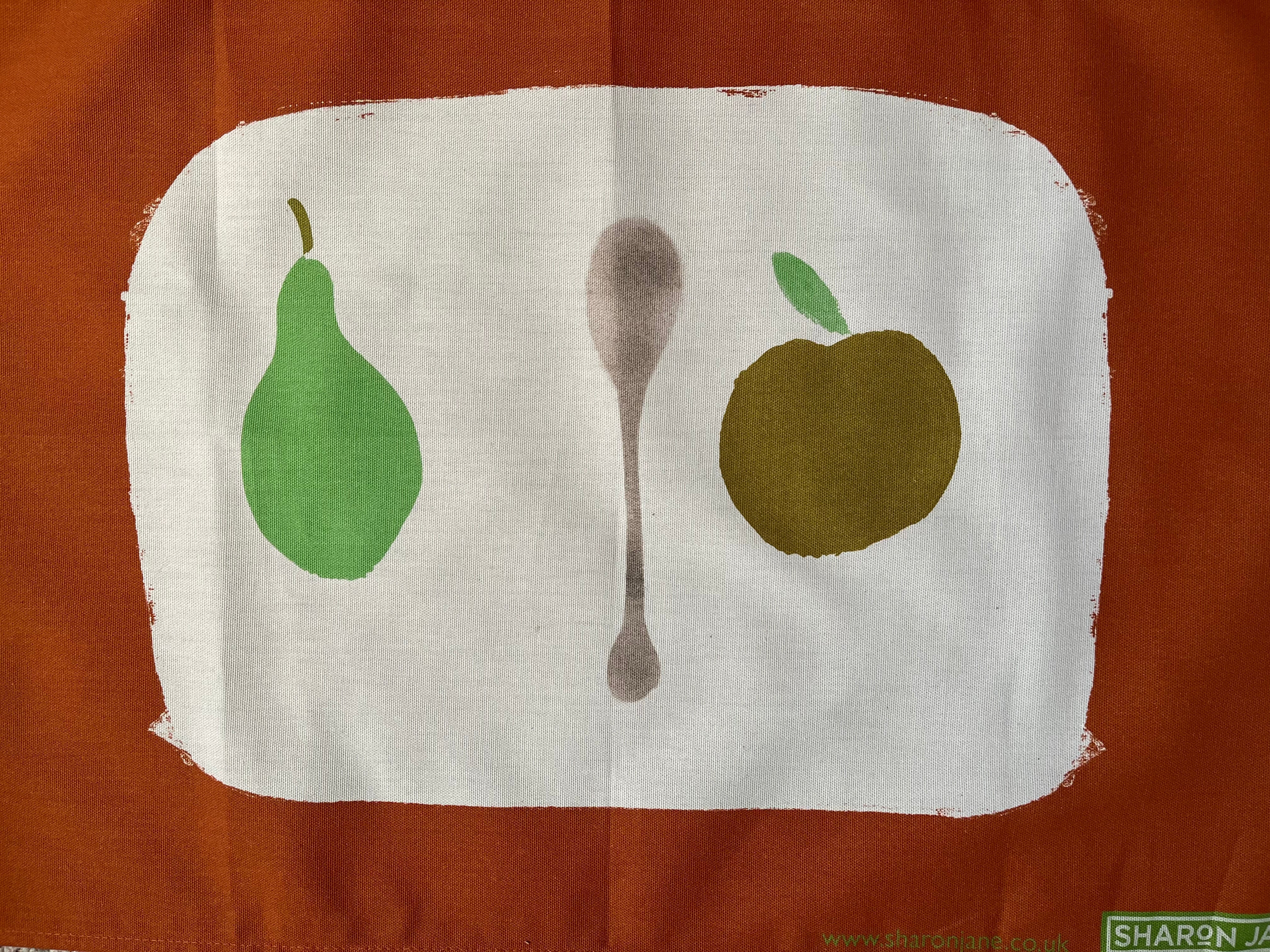 Apple + Pear Tea Towel - Terracotta + Mint