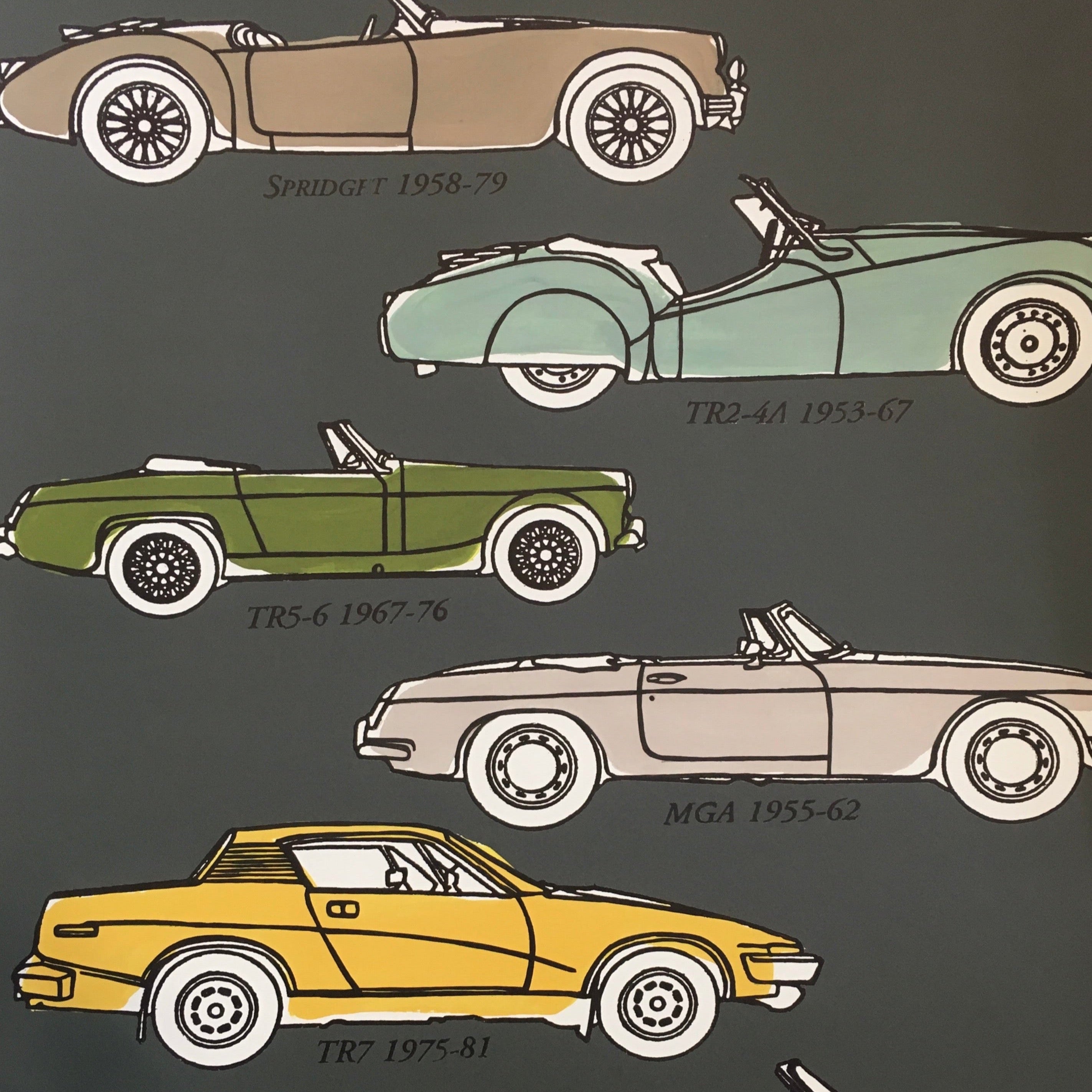 British Classic Cars Wallpaper - Dark ground + Bright cars