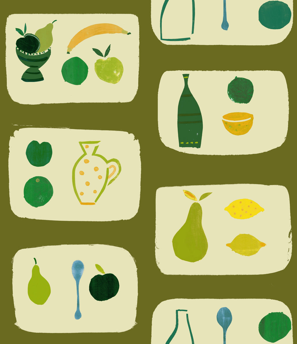 Naive Fruit Wallpaper - Olive