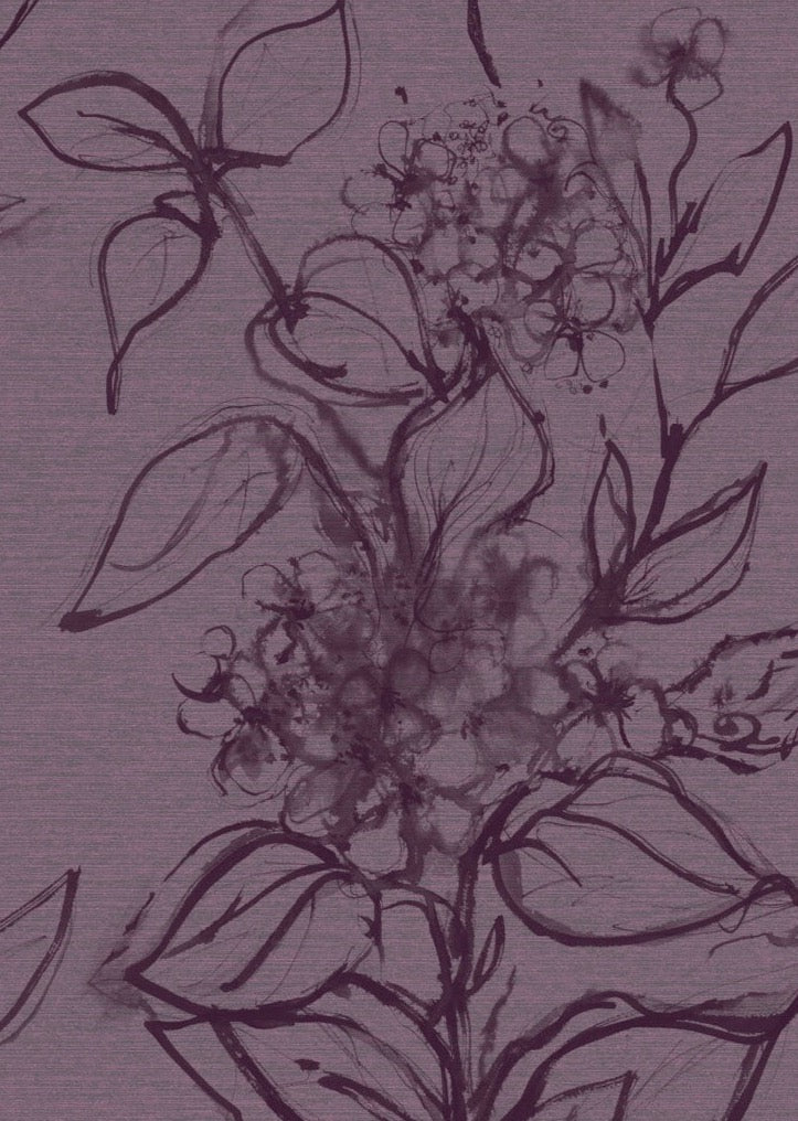 Aquatint floral Wallpaper - Heather