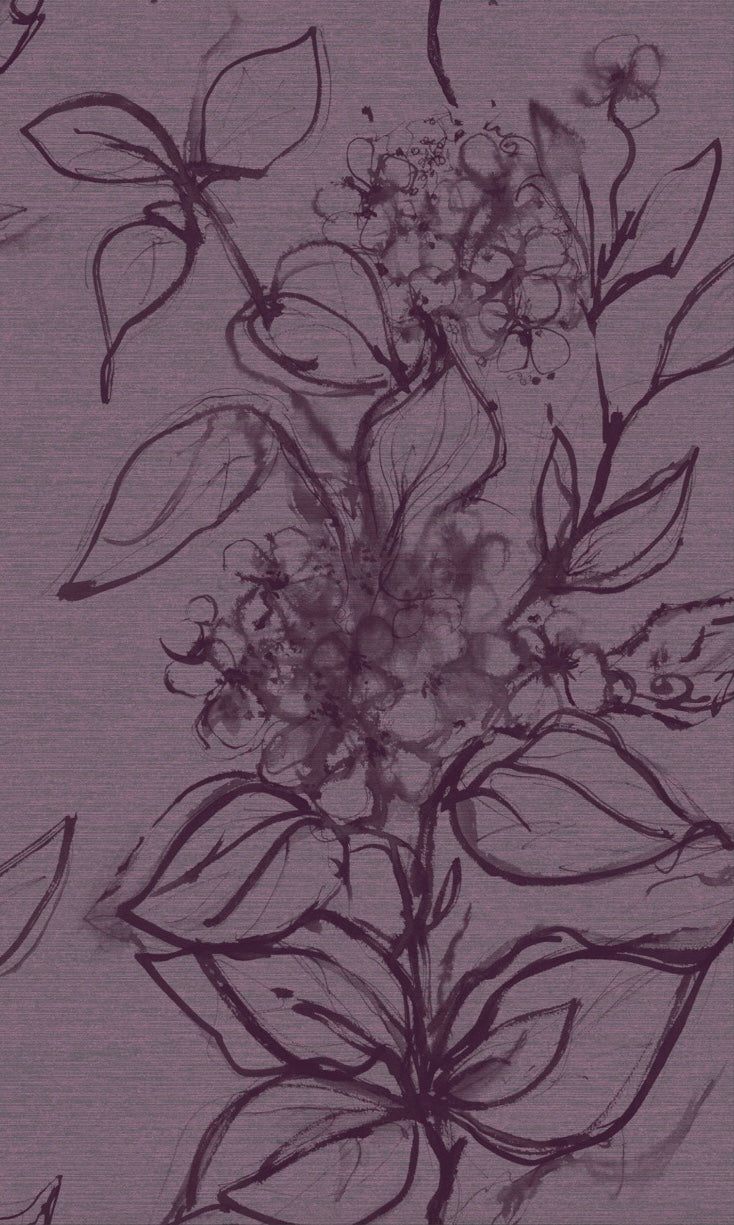 Aquatint floral Wallpaper - Heather