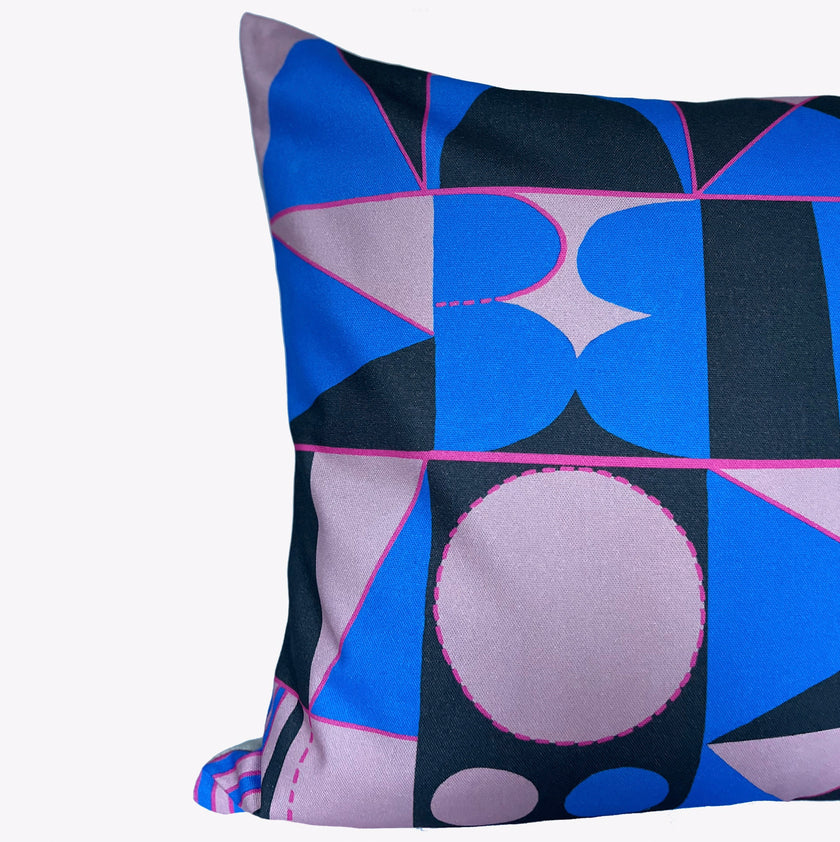 Taking Shape Cushion - Cobalt, Black + Rose