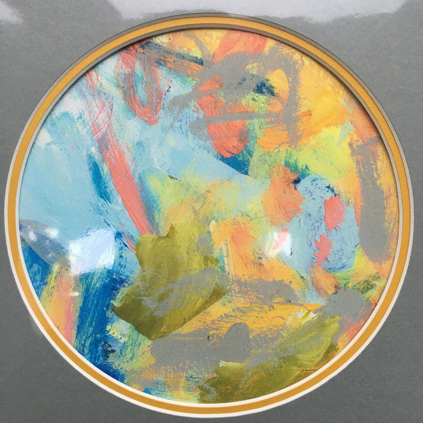 Expressive Abstract Circular Print Yellow + Grey Mount