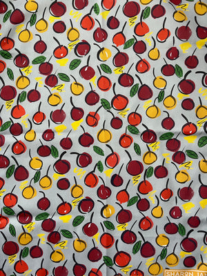 Cherries Tea Towel - Grey / Bitter Chocolate