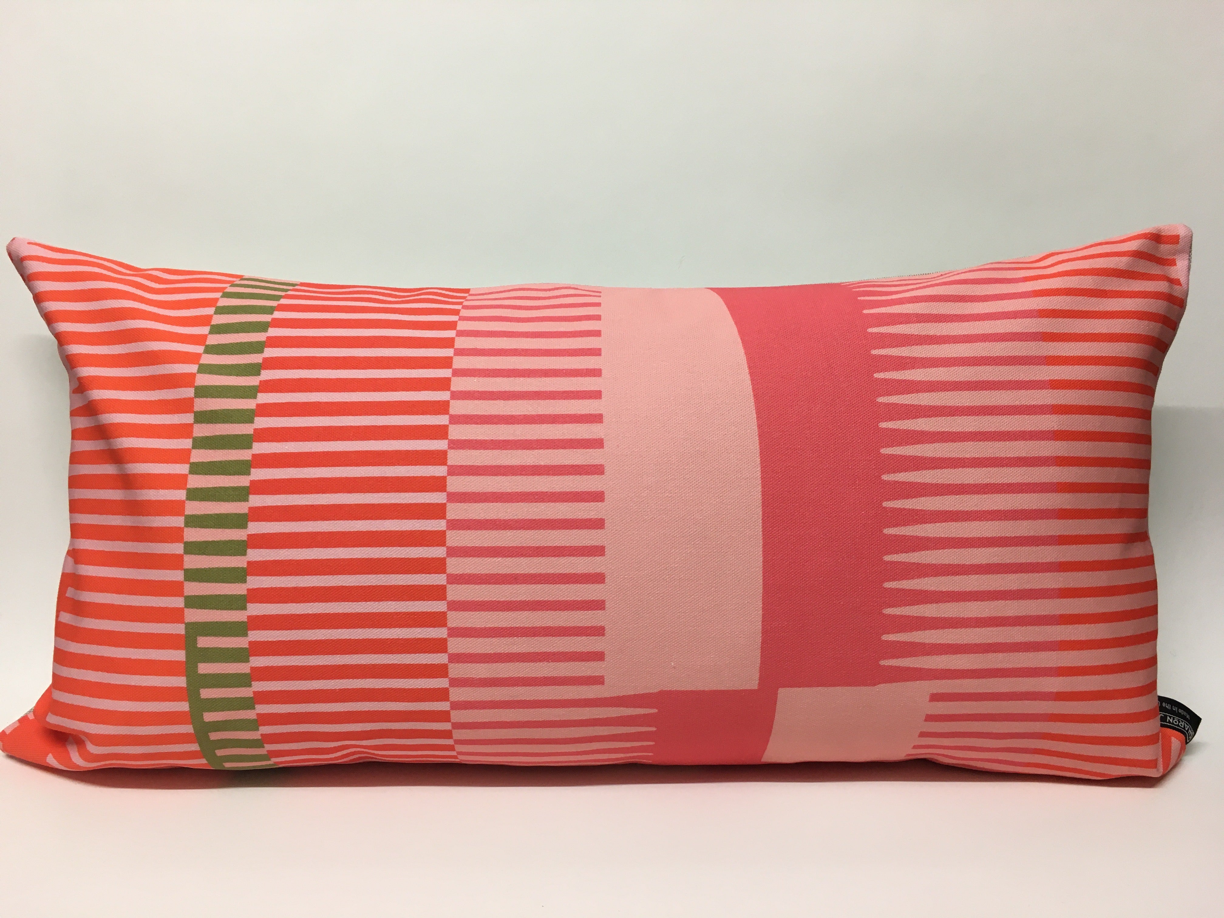 Combed Stripe Cushion - Rose, Orange + blush